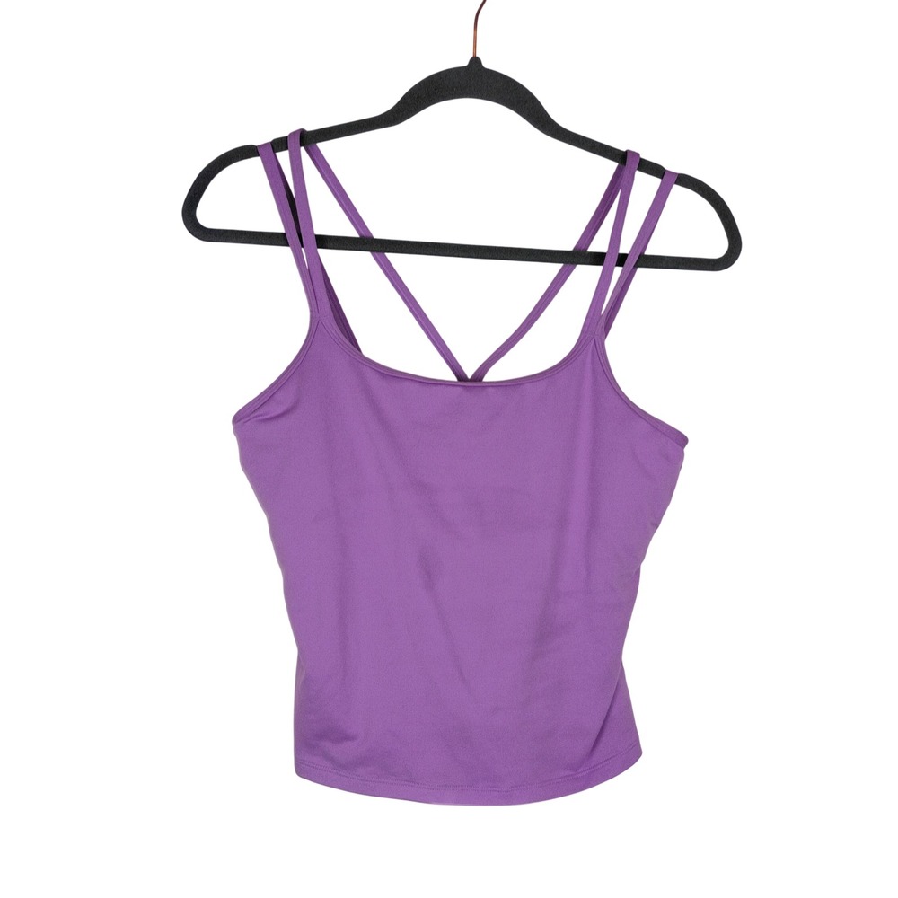 Under Armour Womens Purple Strappy Cross Back Shelf Bra Active Tank Top Medium